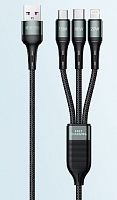 фото товару Дата кабель Jellico B3 3 in 1 (micro, lightning, type-c) 1.2m 3.1A Black