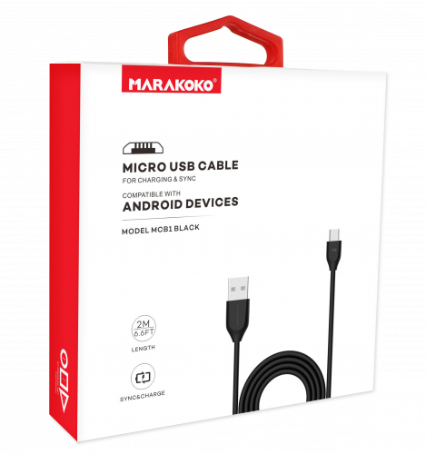 фото товару Дата кабель Marakoko MCB1 microUSB 2m 2A Black