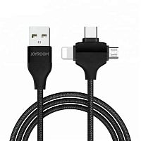 фото товару Дата кабель Joyroom S-L317 3in1 (Lightning&micro&Type-C) 1.2m 2.4A Black