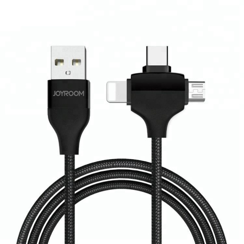 фото товару Дата кабель Joyroom S-L317 3in1 (Lightning&micro&Type-C) 1.2m 2.4A Black