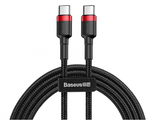 Дата кабель BASEUS Cafule CATKLF-G91 Type-C to Type-C PD 1m 60W Red/Black фото товару Дата кабель BASEUS Cafule CATKLF-G91 Type-C to Type-C PD 1m 60W Red/Black