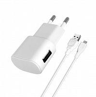 фото товару МЗП Florence 1USB 1A + microUSB cable White (FW-1U010W-M)