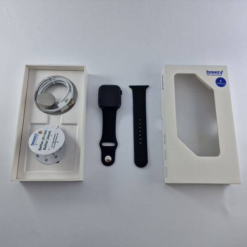 Apple Watch Series 9 GPS, 45mm, Midnight, Midnight Sport Band, M/L фото товару Apple Watch Series 9 GPS, 45mm, Midnight, Midnight Sport Band, M/L