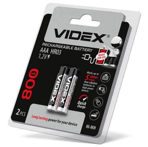 фото товара Акумулятор Videx  HR03  800mAh, 1.2V, 2 шт упак