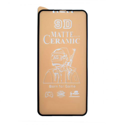 фото товару Захисне скло Full Glue Ceramics MATTE Anti-shock Xiaomi Redmi Note 9 Black (тех.пак)