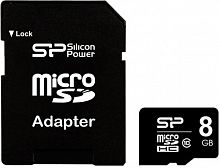 фото товару Silicon Power MicroSDHC 8GB Class 10 +SD adapter