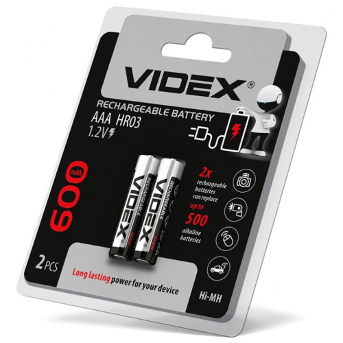 фото товара Акумулятор Videx  HR03  600mAh, 1.2V, 2 шт упак