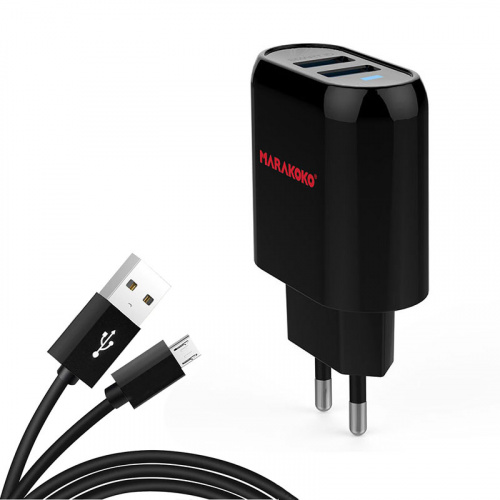 фото товару СЗУ Marakoko MA16 2USB 12W + microUSB cable Black