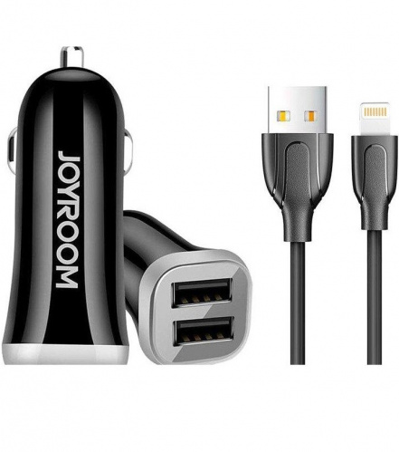 фото товару АЗП Joyroom C-M216 2USB 3.1A + Type-C cable Black