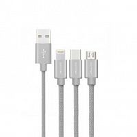 фото товару Дата кабель Jellico MS-18 3в1 (Lightningµ&Type-C) 1.5m 3.1А Gray