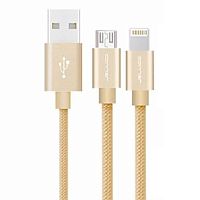 фото товару Дата кабель Jellico GS-12 2в1 Elegant Series (Lightning&microUSB) Gold