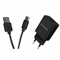 фото товара СЗУ FLORENCE 1USB 2A + Type-C cable black (FL-1020-KT)