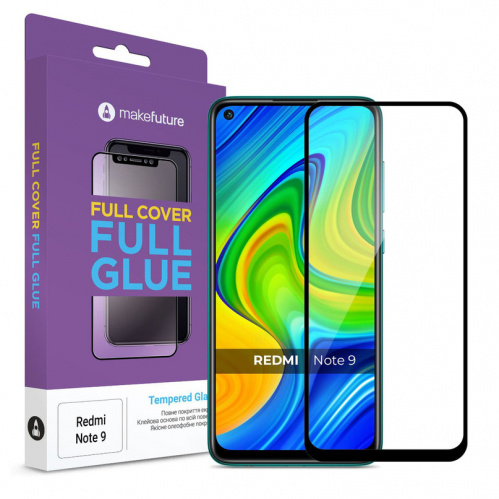 фото товару Захисне скло MakeFuture Xiaomi Redmi Note 9 Full Cover (full glue) Black