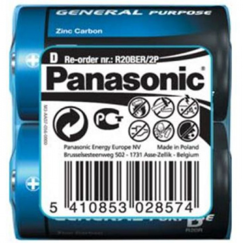 фото товара Батарейка Panasonic GENERAL PURPOSE R20 TRAY 2 ZINK-CARBON 2 шт/уп