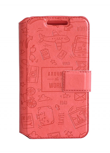 фото товару Чехол-книжка Florence универсальная Around the world 4,5-4,7' красный