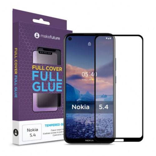 фото товару Захисне скло MakeFuture Nokia 5.4 Full Cover (full glue) Black