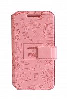 фото товару Чехол-книжка Florence универсальная Around the world 4,5-4,7' розовый