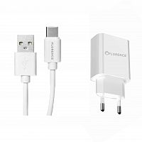 фото товару МЗП FLORENCE 1USB 2A + Type-C cable white (FL-1020-WT)