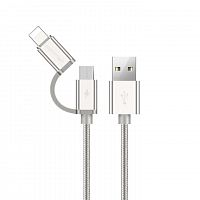 фото товару Дата кабель Jellico GS-15 2 in 1 (micro, lightning) 1m 3A Silver
