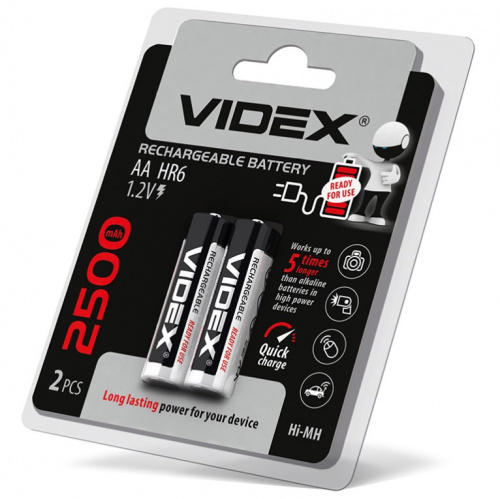 фото товара Акумулятор Videx  HR6 2500mAh, 1.2V, 2 шт упак