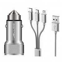 фото товару АЗУ Jellico JC31 2USB 3.1A Grey + cable 3в1 (microUSB,lightning,Type-C)