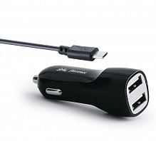 фото товару АЗУ Florence 2USB + cable microUSB black, 2100mA (CC21-MU)