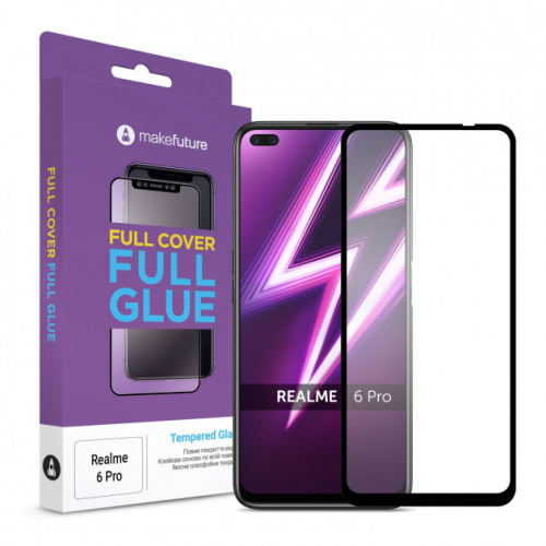 фото товару Захисне скло MakeFuture Realme 6 Pro Full Cover (full glue) Black