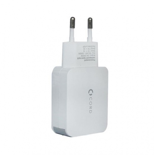 фото товару СЗУ Cord Nova 2USB 2A + microUSB cable White в тех.пак.