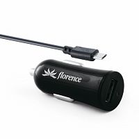 фото товару АЗУ Florence USB + cable microUSB black, 1200mA (CC12-MU)