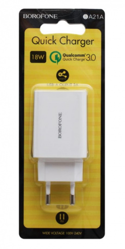 фото товару МЗП BOROFONE BA21A 1USB QC3.0 18W White