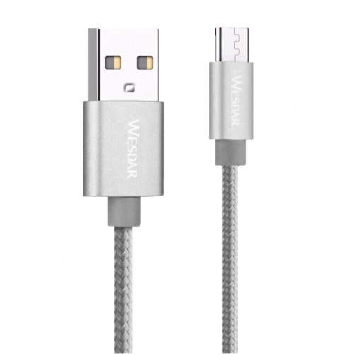 фото товару Дата кабель WESDAR T38 microUSB 1.2m 2A silver