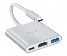 фото товару USB hub HOCO HB14 USB-C to USB3.0 + HDMI + PD silver