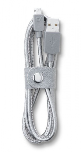 фото товару Дата кабель Cellularline microUSB 1m leather grey (USBDATACMUSBLEATH)