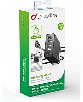 фото товару Зарядная станция Cellularline 5USB QC3.0 с подставкой black (ACHUSB5QUAL9AK)