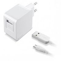 фото товару МЗП Cellularline USB 2A white + cable microUSB (ACHUSBMUSB2AW)