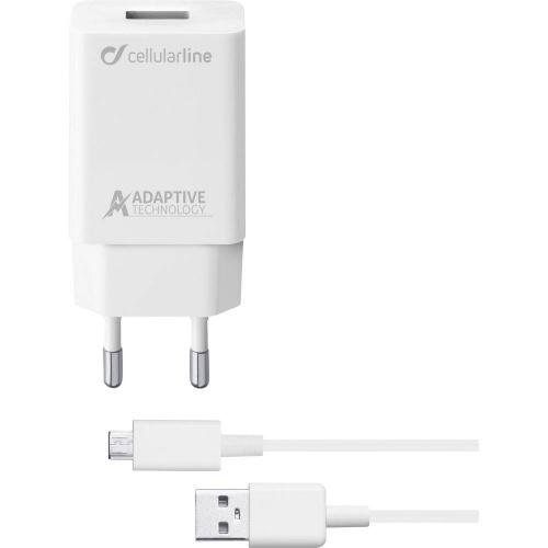 фото товару МЗП Cellularline USB 3A Adaptive Fast Charger + cable microUSB white (ACHSMKIT15WMUSBW)