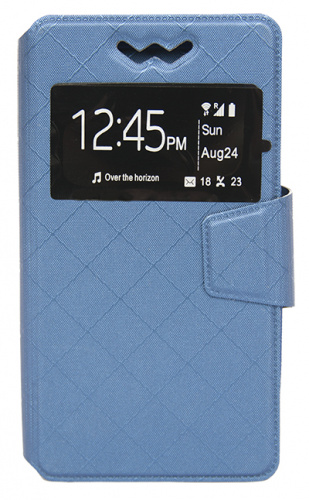 фото товару Чехол-книжка универсальная 1 окно (с подставкой) 5,5' слайдер Blue (тех.пак)