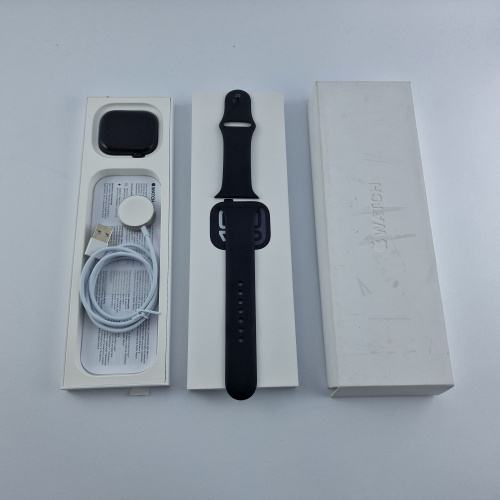 Apple Watch Series 10 GPS, 46mm, Jet Black, Black Sport Band, M/L фото товару Apple Watch Series 10 GPS, 46mm, Jet Black, Black Sport Band, M/L
