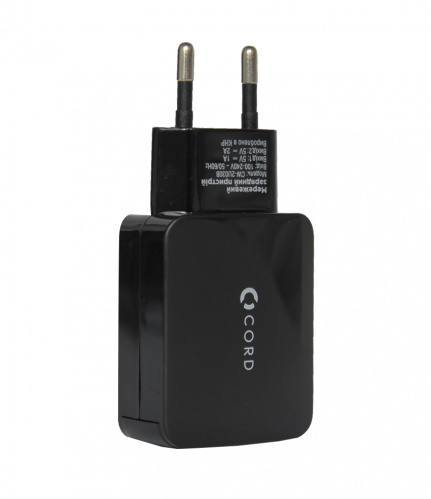 фото товару СЗУ Cord Nova 1USB 2A Black (CW-1U020B) в тех.пакеті