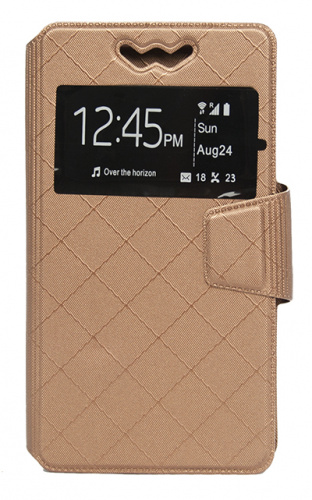 фото товару Чехол-книжка универсальная 1 окно (с подставкой) 4,8-5,0' слайдер Bronze (тех.пак)