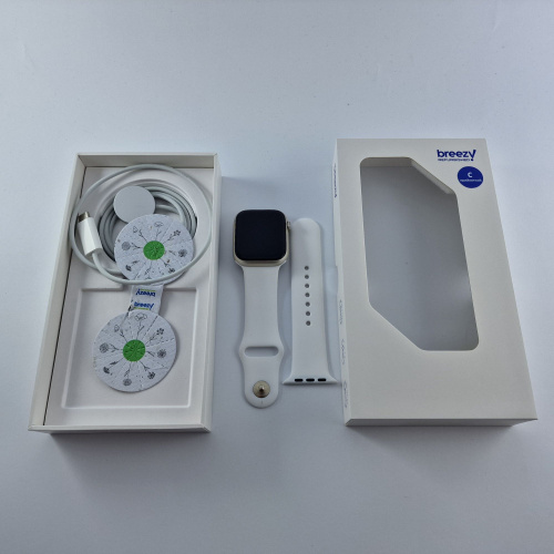 Apple Watch Series 9 GPS, 45mm, Starlight, Stone Sport Band, M/L фото товару Apple Watch Series 9 GPS, 45mm, Starlight, Stone Sport Band, M/L