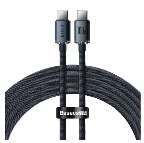 фото товару Дата кабель BASEUS Crystal Shine Series CAJY000701 Type-C to Type-C 2m 100W Black
