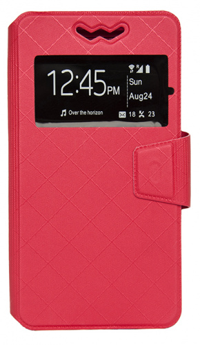 фото товару Чехол-книжка универсальная 1 окно (с подставкой) 5,5' слайдер Red (тех.пак)
