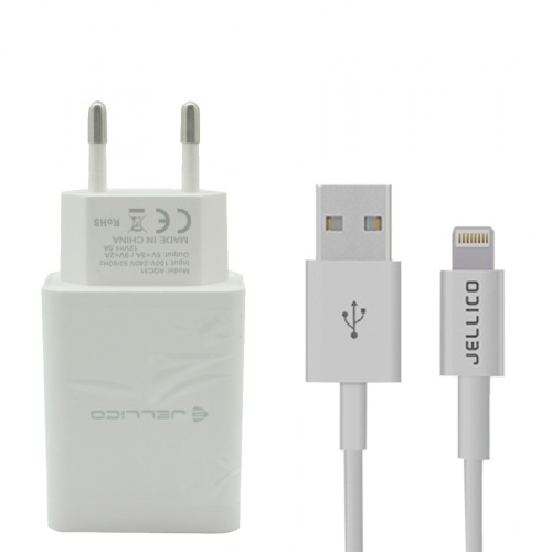 фото товару СЗУ Jellico AQC31 1USB QC3.0 + Lightning cable  White