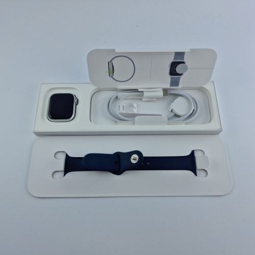 фото товару Apple Watch Series 9 GPS, 41mm, Silver, Storm Blue Sport Band, M/L
