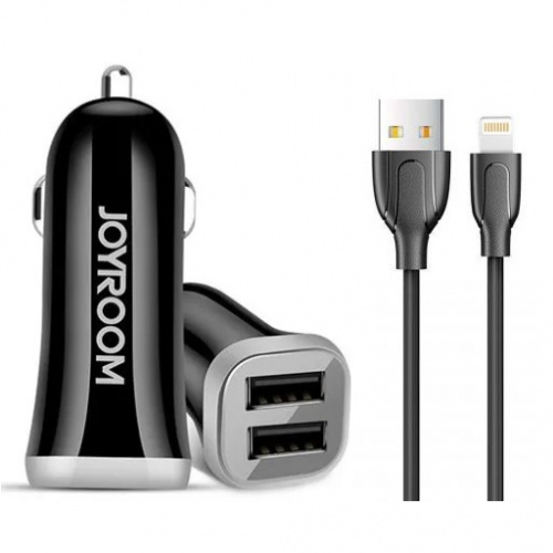 фото товару АЗП Joyroom C-M216 2USB 3.1A + Lightning cable Black