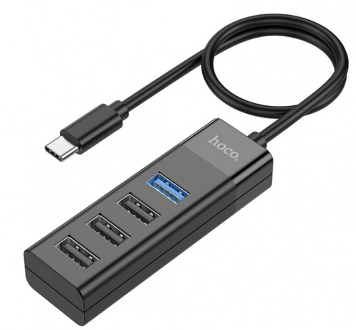 фото товару USB hub HOCO HB25 USB-C to 4 x USB3.0 black