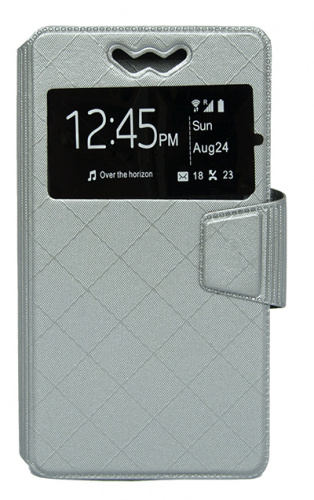 фото товару Чехол-книжка универсальная 1 окно (с подставкой) 5,5' слайдер Steel grey (тех.пак)
