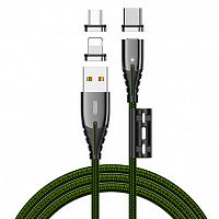 фото товару Дата кабель Joyroom Magnetic S-M408 3in1 (Lightningµ&Type-C) 1.2m 3A Green