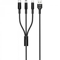 фото товару Дата кабель Jellico MT-13 3 in 1 (micro, lightning, type-C) 1.5m 3A Black